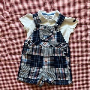 Little Me Blue Plaid Kids Overalls 2 piece